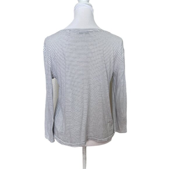 VINCE. Black & White Light Weight Striped Cotton Nautical Crew Neck Top Sm - Picture 5 of 5